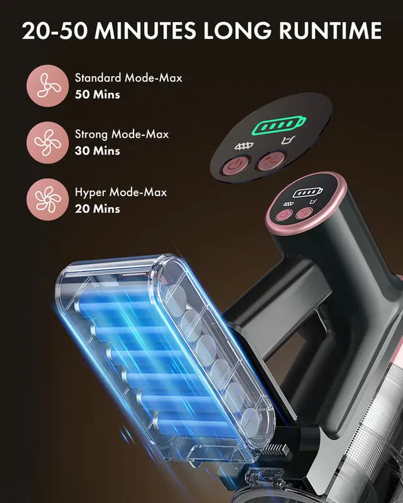 Homeika Cordless Vacuum Cleaner – 28Kpa Suction Power, 380W Brushless Motor, 8-in-1 Versatility, 50-Minute Runtime, Removable Battery – Ideal for Pet Hair and carpets