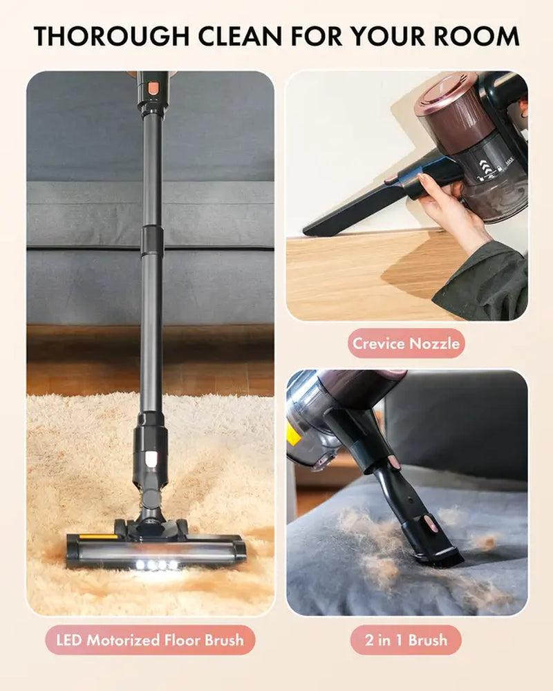 Homeika Cordless Vacuum Cleaner – 28Kpa Suction Power, 380W Brushless Motor, 8-in-1 Versatility, 50-Minute Runtime, Removable Battery – Ideal for Pet Hair and carpets