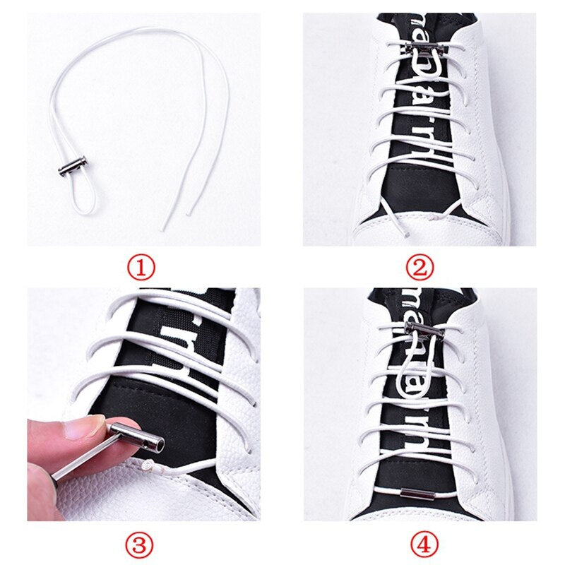 No-Tie Elastic Shoelaces with Metal Locks – Quick, Secure Fit for All Ages, Effortlessly Upgrades Sneakers