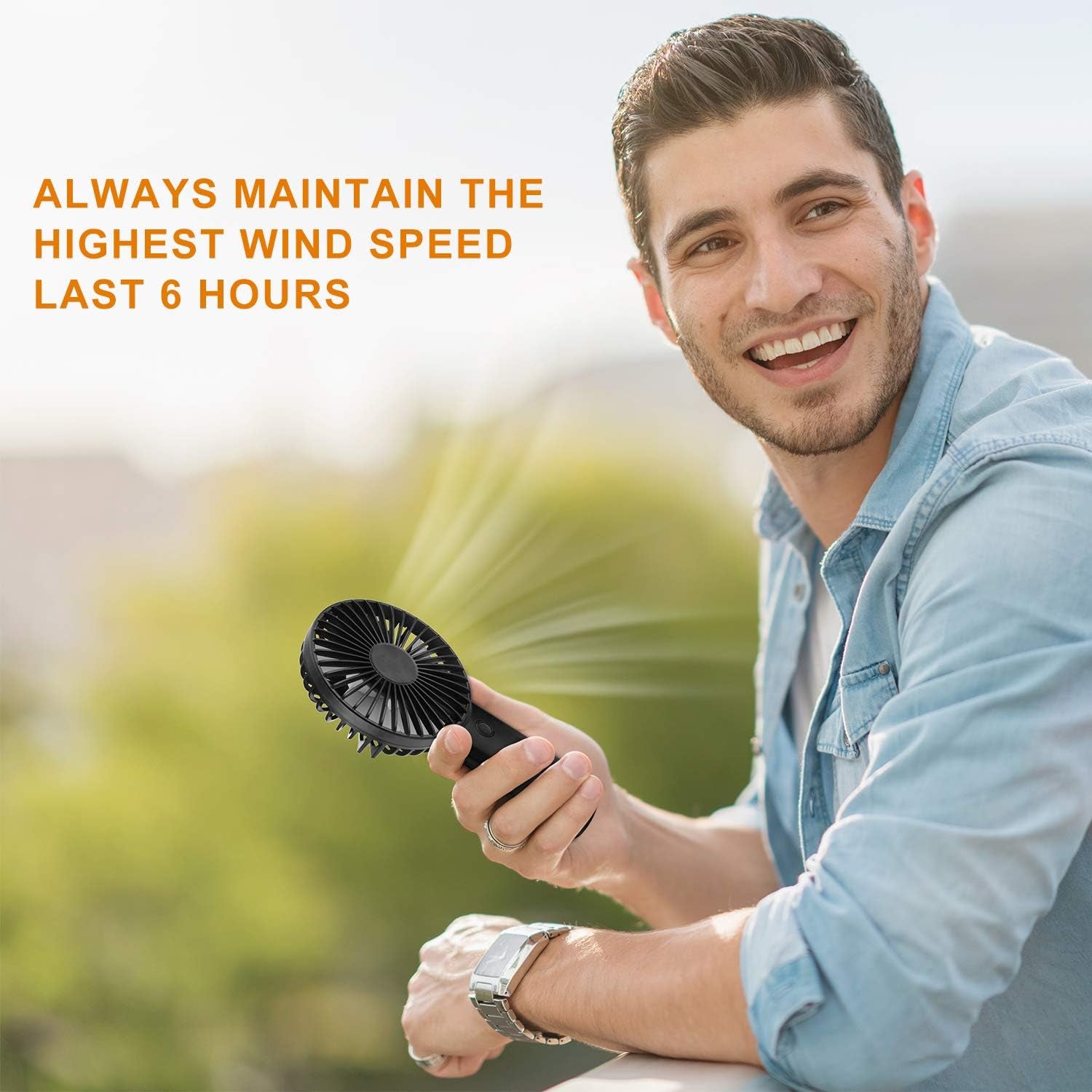 "Cool Breeze Ultra-Powerful 4400mAh Rechargeable Handheld Fan with 15-Hour Runtime-Your Perfect Summer Companion!"